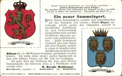 Wappen Ak Neuer Sammelsport, Album für Wappen, Werbung, Buchbinderei Bernhard Balthasar