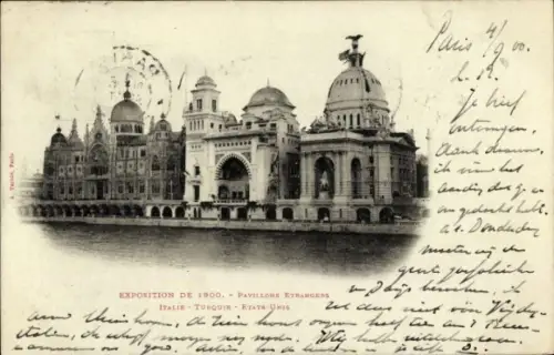 Ak Paris, Exposition 1900, Pavillons Etrangers, Italie, Turquie, Etats Unis