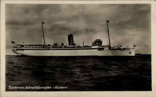 Ak HAPAG Dampfer Kaiser, Turbinenschnelldampfer, Seebäderdienst