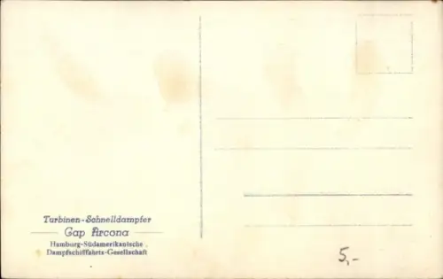 Ak Turbinen Schnelldampfer Cap Arcona, HSDG