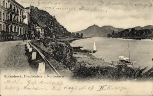 Ak Rolandseck Remagen am Rhein,  Drachenfels, Nonnenwerth, Rheinlandschaft, Schiffe