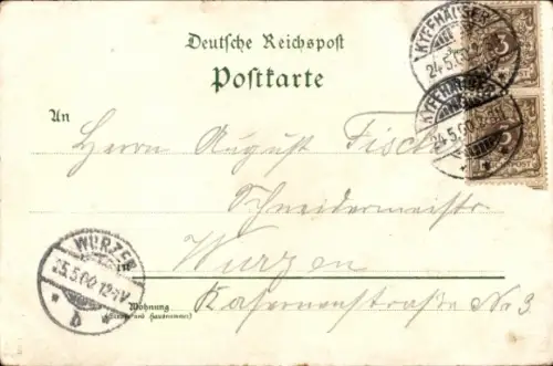 Litho Steinthaleben Kyffhäuserland in Thüringen, Kyffhäuser, Kaiser Wilhelm Denkmal, Barbarossaturm