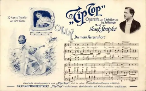 Lied Ak Dolly, Du mein Herzenshort, Tip Top Operette, Schnitzer, Schlesinger, Stritzko, Reklame