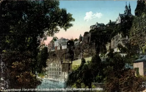 Ak Luxemburg, Vue prise de la Vallee de l'Alzette