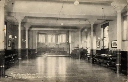 Ak Sheffield Yorkshire England, Versammlungshalle, Notre Dame High School Sheffield