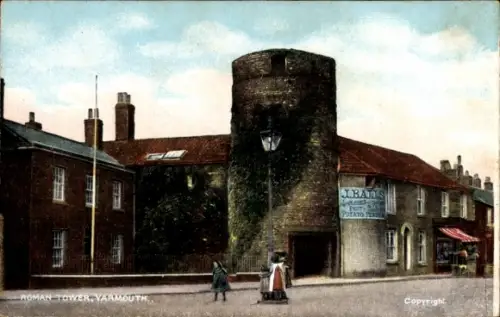 Ak Yarmouth Norfolk England, Römischer Turm