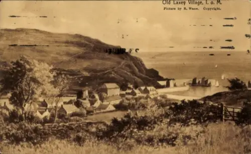 Ak Laxey Isle of Man, Blick auf die Stadt