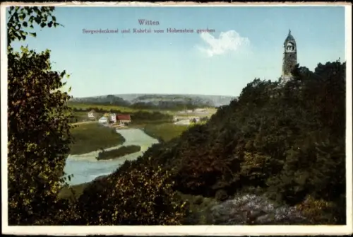 Ak Witten an der Ruhr, Bergerdenkmal und Ruhrtal vom Hohenstein gesehen