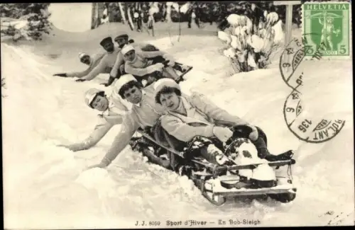 Ak Sport d'Hiver, Wintersport, En Bob Sleigh, Rodler