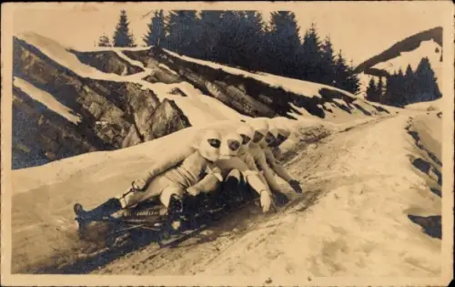 Ak Wintersport, Schlittenfahrt, Winterszene