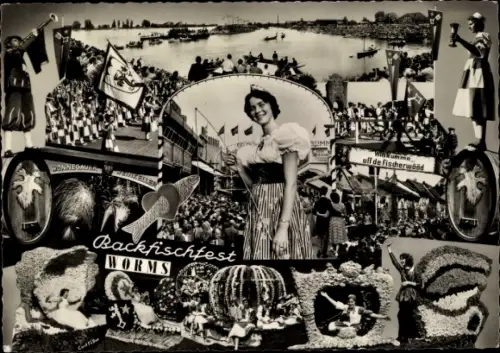 Ak Worms, Backfischfest Worms, Frau, Festumzug