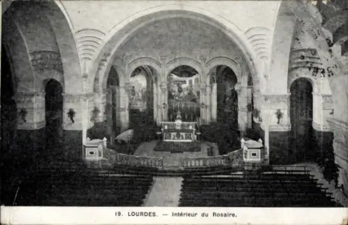 Ak Lourdes Hautes Pyrénées, Interieur du Rosaire