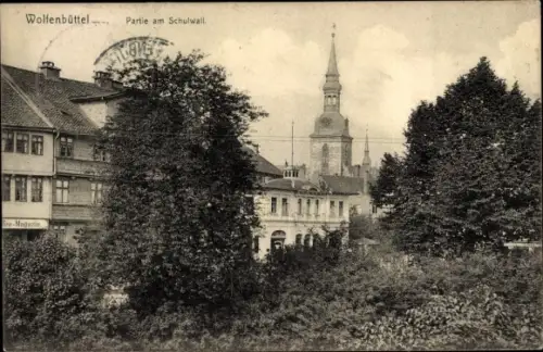 Ak Wolfenbüttel in Niedersachsen, Partie am Schulwall