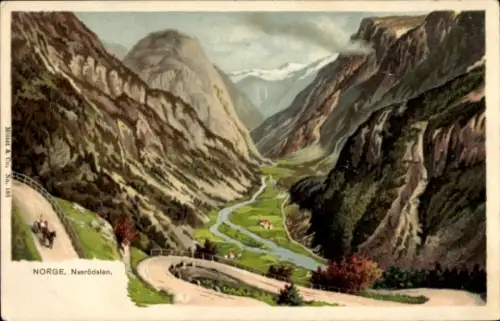 Künstler Ak Kämmerer, R., Norwegen, Bergpanorama mit Fluss