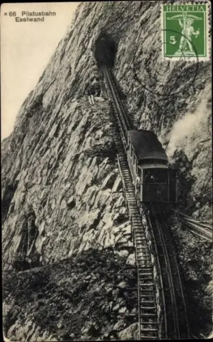 Ak Alpnachstad Alpnach Kt Obwalden Schweiz, Pilatusbahn, Eselwand, Zahnradbahn