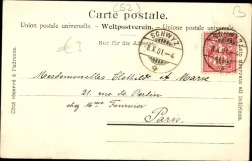 Ak Schwyz Stadt Schweiz, Marktplatz und Mythen, Denkmal