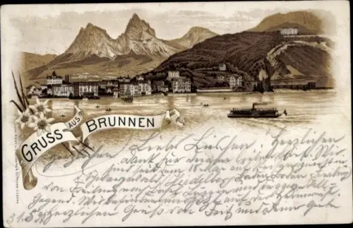 Litho Brunnen Kt Schwyz, Vierwaldstättersee, Dampfer