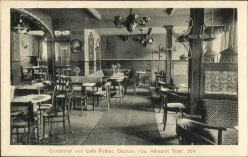 Ak Oschatz in Sachsen, Konditorei und Café Felber, Innenansicht