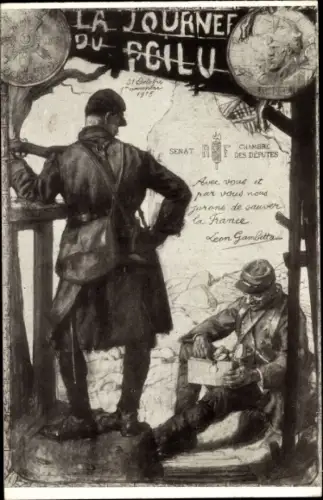 Ak Ja Journée du Poilu 1915, Zwei französische Soldaten, I WK
