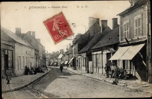 Ak Nérondes Cher, Grande Rue