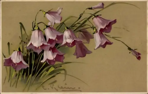 Künstler Litho Klein, Catharina, Violette Blumen, Meissner & Buch 1403