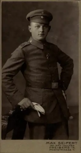 Kabinett Foto Příbor Freiberg in Mähren Mährisch Schlesien, Deutscher Soldat in Uniform