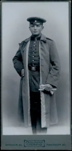 Kabinett Foto Chemnitz in Sachsen, Deutscher Soldat in Uniform