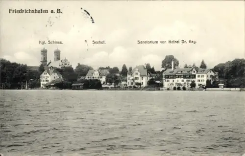 Ak Friedrichshafen am Bodensee, Kgl. Schloss, Seehof, Sanatorium, Dr. Kay