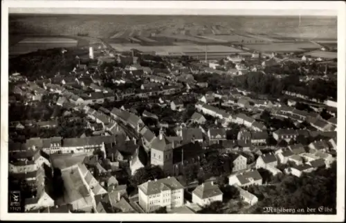 Ak Mühlberg an der Elbe, Fliegeraufnahme