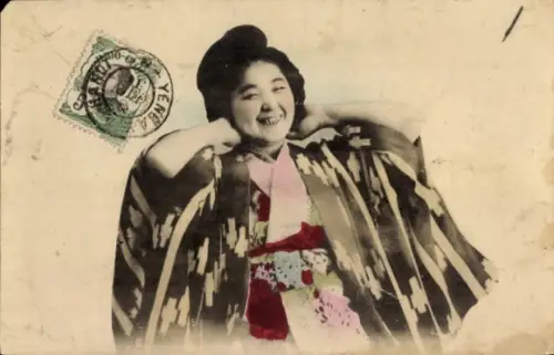 Ak Japan, Frau in Tracht