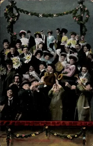 Ak Magdeburg an der Elbe, Mehrere Personen auf einer Bühne. Im Hintergrund ein Orchester.