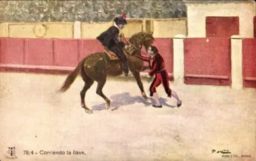 Künstler Ak Corrida de Toros, Corriendo la llave