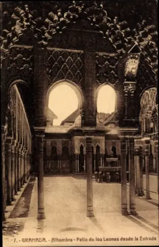 Ak Granada Andalusien Spanien, Alhambra, Patio de los Leones,   Architektur