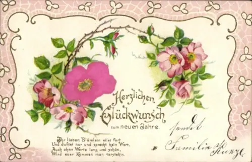 Präge Material Ak Glückwunsch Geburtstag, Blumen