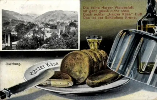 Ak Ilsenburg im Harz, Gesamtansicht, Harzer Käse