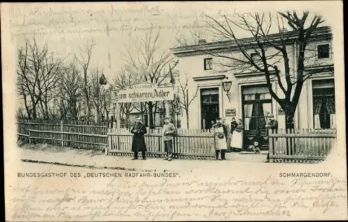 Ak Berlin Wilmersdorf Schmargendorf, Zum schwarzen Adler, Bundesgasthof des Deutschen Radfahr-Bundes