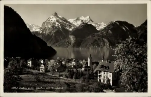 Ak Sisikon am Vierwaldstättersee Kanton Uri, Berglandschaft, See,  Gitschen, Urirotstock