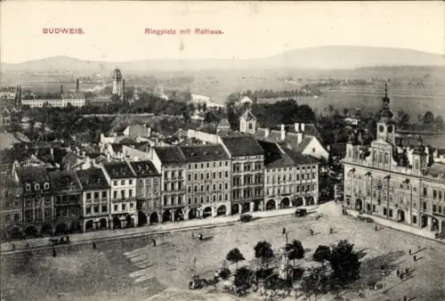 Ak České Budějovice Budweis Südböhmen, BUDWEIS, Ringplatz mit Rathaus,  Ansicht, keine Persönlich