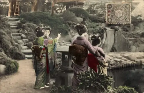 Ak Japan, Frauen in japanischer Tracht