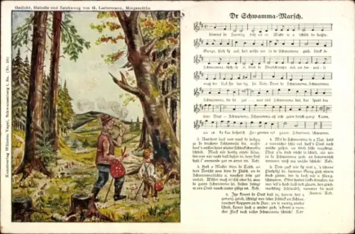 Lied Künstler Ak Lattermann, G., Dr Schwamma Marsch, Pilzsucher, Wilhelm Vogel Nr. 114