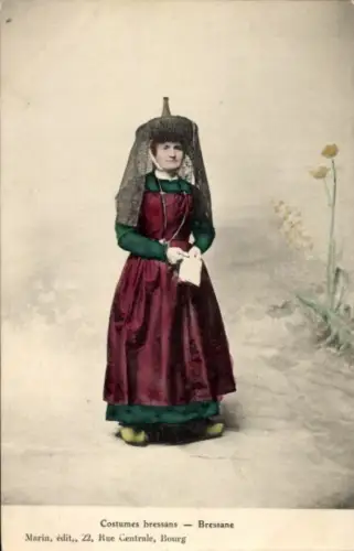 CPA Bressane, Costumes bressans, Frau in Tracht