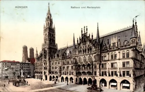 Ak München, Rathaus, Marienplatz