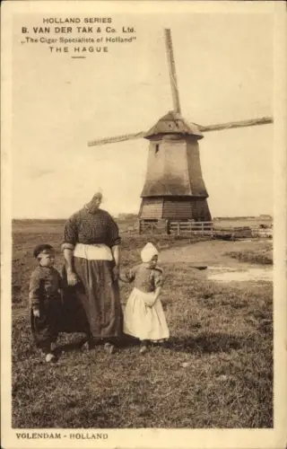 Ak Volendam Niederlande, Windmühle, Volkstracht