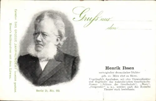 Ak Schriftsteller Henrik Ibsen, Peer Gynt