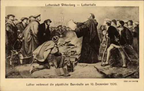 Ak Luther verbrennt die päpstliche Bannbulle am 10. Dezember 1520