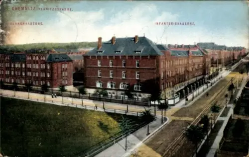 Ak Chemnitz in Sachsen,  Planitz, Ulanenkaserne, Infanteriekaserne