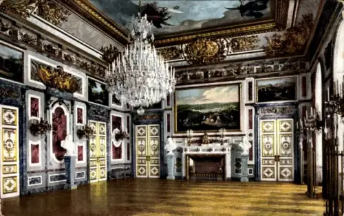 Ak Herrenchiemsee Herreninsel Chiemsee Oberbayern, Königliches Schloss  Hartschiersaal, prächtige