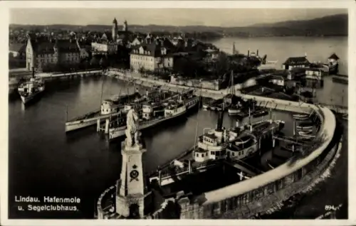 Ak Lindau am Bodensee Schwaben,  Hafenmole, Segelclubhaus