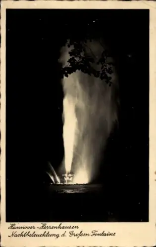 Ak Herrenhausen Hannover in Niedersachsen, Große Fontaine bei Nacht