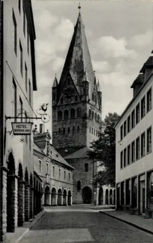 Ak Soest in Westfalen, Hotel Deutsches Haus, Stadtansicht, Dom, mittelalterliche Architektur